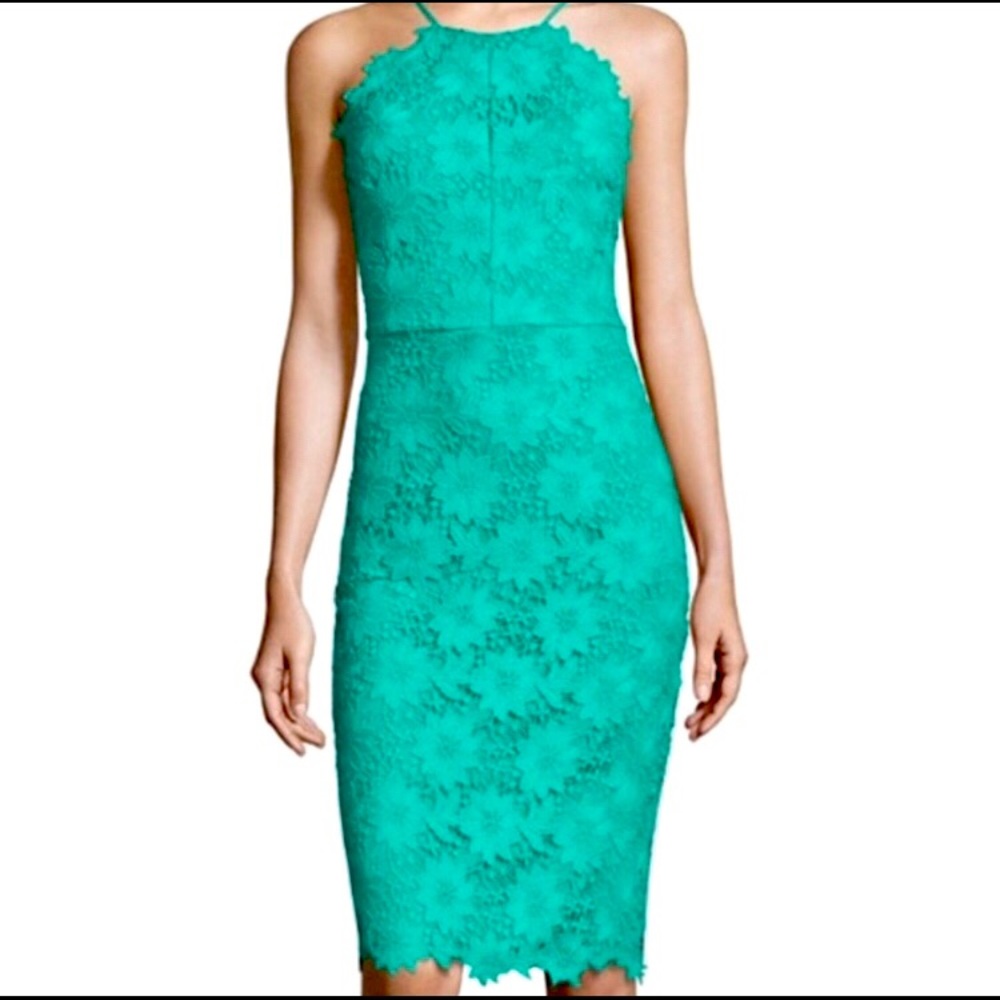 Bisou Bisou Jade Lace Halter Fitted Dress